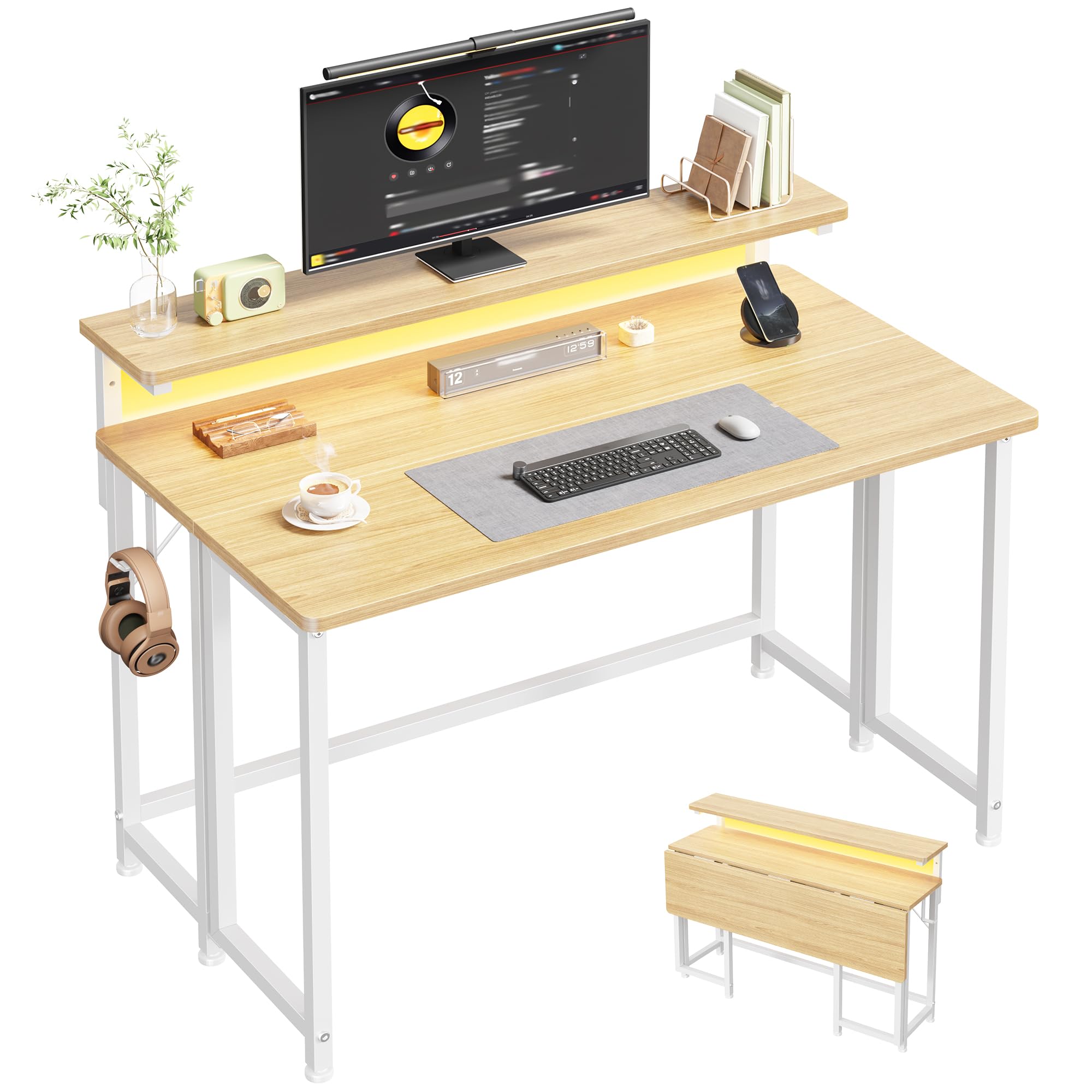Amazon.com: DurayLoly Folding Table with RGB Light for Small Space